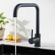 Round Matt Black 360 degree Swivel Kitchen Sink Mixer Tap Gooseneck Spout