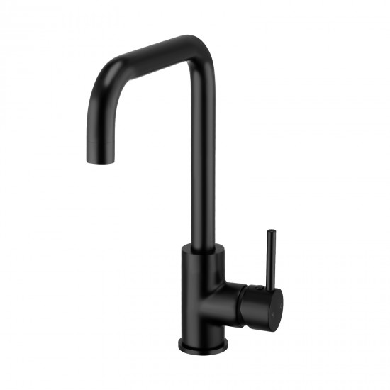 Round Matt Black 360 degree Swivel Kitchen Sink Mixer Tap Gooseneck Spout