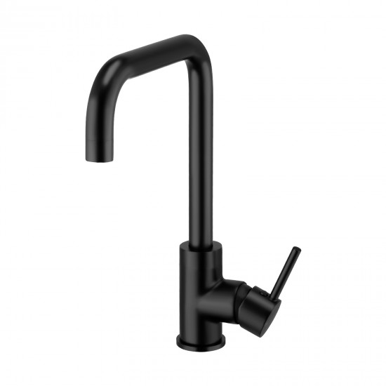 Round Matt Black 360 degree Swivel Kitchen Sink Mixer Tap Gooseneck Spout