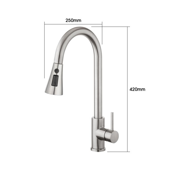 Kitchen Mixer Tap 3-Mode Swivel Spout Pull Out Sink Faucet Brushed Nickel Kitchen Mixer Tap 3-Mode Swivel Spout Pull Out Sink Faucet Brushed Nickel