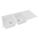 1160*500*200mm White Granite Quartz Stone Kitchen Sink Double Bowls with Drainboard Topmount With Overflow Durability Scratch Resistant Heat-Resistant Anti-Bacterial Easy To Clean