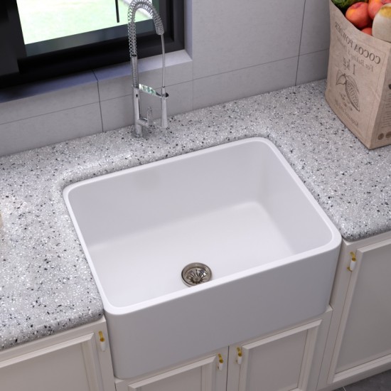 610*460*255mm Ceramic Butler Sink Single Bowl Farmhouse Kitchen Laundry Sink Apron Front