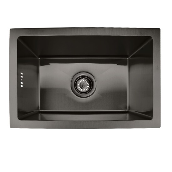 300x450x205mm Dark Grey Stainless Steel Handmade Single Bowl Top/Flush/Undermount Kitchen/Laundry Sink With Overflow