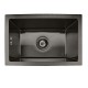 300x450x205mm Dark Grey Stainless Steel Handmade Single Bowl Top/Flush/Undermount Kitchen/Laundry Sink With Overflow