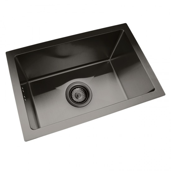 300x450x205mm Dark Grey Stainless Steel Handmade Single Bowl Top/Flush/Undermount Kitchen/Laundry Sink With Overflow