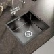 440x440x205mm 1.2mm Dark Grey Stainless Steel Handmade Single Bowl Top/Undermounted Kitchen/Laundry Sinks With Overflow Corrosion Resistant Oilproof Easy To Clean Nano-antibacterial
