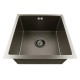 440x440x205mm Dark Grey Stainless Steel Handmade Single Bowl Top/Undermounted Kitchen/Laundry Sinks With Overflow