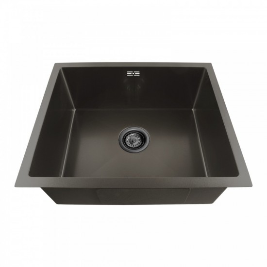 540x440x205mm Dark Grey Stainless Steel Handmade Single Bowl Top/Undermounted Kitchen/Laundry Sinks With Overflow