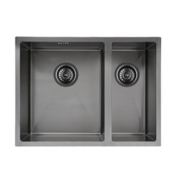 590x440x205mm Dark Grey Stainless Steel Handmade Double Bowls Top/Undermounted Kitchen Sinks With Overflow 590x440x205mm Dark Grey Stainless Steel Handmade Double Bowls Top/Undermounted Kitchen Sinks With Overflow