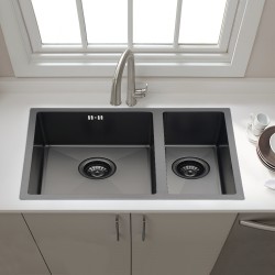 590x440x205mm Dark Grey Stainless Steel Handmade Double Bowls Top/Undermounted Kitchen Sinks With Overflow 590x440x205mm Dark Grey Stainless Steel Handmade Double Bowls Top/Undermounted Kitchen Sinks With Overflow