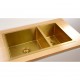 710x450x205mm 1.2mm Brushed Yellow Gold Stainless Steel Handmade Double Bowls Top/Undermounted Kitchen Sinks  With Overflow Corrosion Resistant Oilproof Easy To Clean Nano-antibacterial