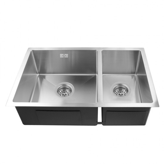 710x450x205mm 1.2mm Handmade Round Corners Double Bowls Top / Undermounted / Flush Mounted Kitchen Sink  With Overflow Corrosion Resistant Oilproof Easy To Clean Scratch Resistant