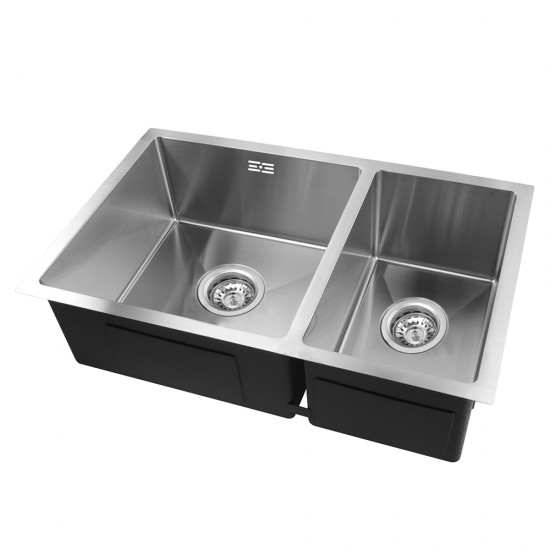 710x450x205mm 1.2mm Handmade Round Corners Double Bowls Top / Undermounted / Flush Mounted Kitchen Sink  With Overflow Corrosion Resistant Oilproof Easy To Clean Scratch Resistant