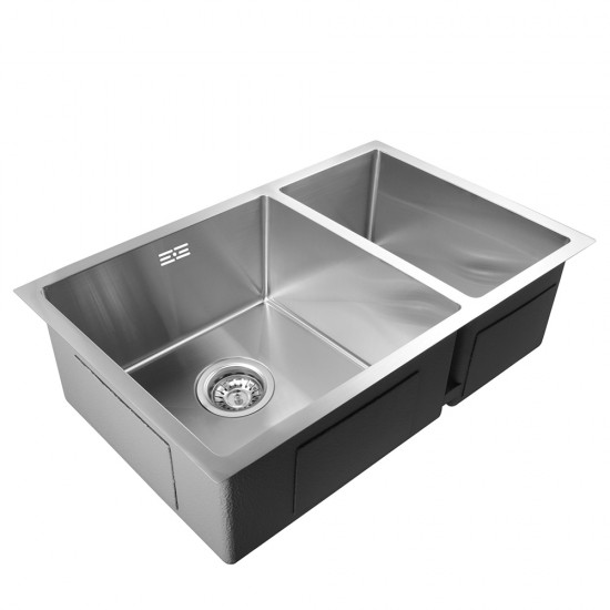 710x450x205mm 1.2mm Handmade Round Corners Double Bowls Top / Undermounted / Flush Mounted Kitchen Sink  With Overflow Corrosion Resistant Oilproof Easy To Clean Scratch Resistant