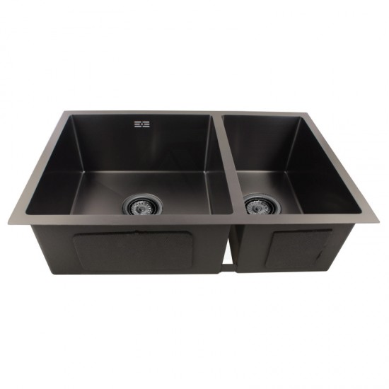 710x450x205mm Dark Grey Stainless Steel Handmade Double Bowls Top/Undermounted Kitchen Sinks With Overflow