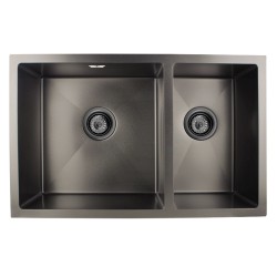 710x450x205mm Dark Grey Stainless Steel Handmade Double Bowls Top/Undermounted Kitchen Sinks With Overflow 710x450x205mm Dark Grey Stainless Steel Handmade Double Bowls Top/Undermounted Kitchen Sinks With Overflow