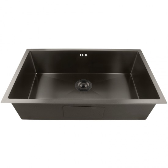 760x450x205mm Dark Grey Stainless Steel Handmade Single Bowl Top/Undermounted Kitchen/Laundry Sinks With Overflow