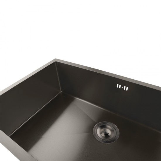 760x450x205mm Dark Grey Stainless Steel Handmade Single Bowl Top/Undermounted Kitchen/Laundry Sinks With Overflow