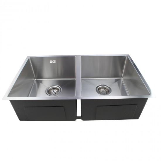 770x450x215mm 1.2mm Handmade Double Bowls Top/Undermounted Kitchen Sinks With Overflow Corrosion Resistant Oilproof Easy To Clean Scratch Resistant