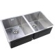 770x450x215mm 1.2mm Handmade Double Bowls Top/Undermounted Kitchen Sinks With Overflow Corrosion Resistant Oilproof Easy To Clean Scratch Resistant