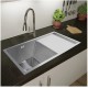 810x440x232mm 1.2mm Handmade Single Bowls Topmounted Kitchen Sinks With Drainboard Corrosion Resistant Oilproof Easy Clean