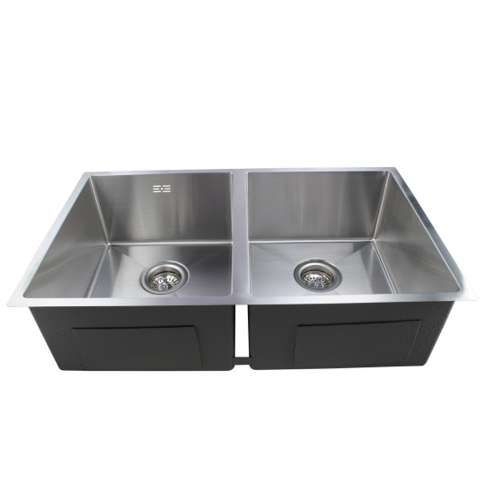 865x440x200mm 1.2mm Handmade Double Bowls Top/Undermounted Kitchen Sinks With Overflow Corrosion Resistant Oilproof Easy Clean