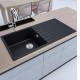 1000x500x200mm Quartz Granite Single Bowl Sink with Drain Board for Top Mount in kitchen/Laundry