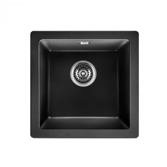422x422x203mm Black Granite Stone Kitchen Laundry Sink Single Bowl Top/Undermount