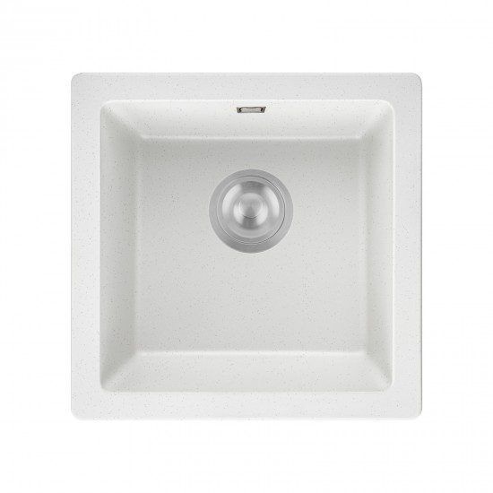White Granite Quartz Stone Kitchen/Laundry Sink Single Bowl Top/Under Mount 422*422*203mm
