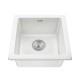 White Granite Quartz Stone Kitchen/Laundry Sink Single Bowl Top/Under Mount 422*422*203mm