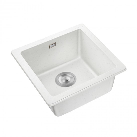 White Granite Quartz Stone Kitchen/Laundry Sink Single Bowl Top/Under Mount 422*422*203mm