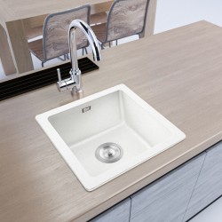 White Granite Quartz Stone Kitchen/Laundry Sink Single Bowl Top/Under Mount 422*422*203mm White Granite Quartz Stone Kitchen/Laundry Sink Single Bowl Top/Under Mount 422*422*203mm