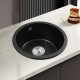 460x220mm Black Granite Quartz Stone Kitchen/Laundry Sink Round Single Bowl with Overflow Top/Under Mount