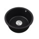 460x220mm Black Granite Quartz Stone Kitchen/Laundry Sink Round Single Bowl with Overflow Top/Under Mount