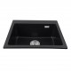 550x490x200mm Black Single Bowl Granite Quartz Stone Kitchen Sink with Overflow Top/Flush/Under Mount