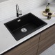 600*450*200mm Black Granite Quartz Stone Top/Under Mounted Kitchen Sinks Single Bowl Black Granite Sinks With Overflow Durability Scratch Resistant Fade-Resistant Heat-Resistant Anti-Bacterial Easy To Clean