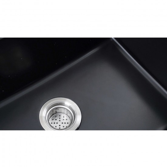 680x440x220mm Black Single Bowl Granite Quartz Stone Kitchen/Laundry Sink with Overflow Top/Under Mount