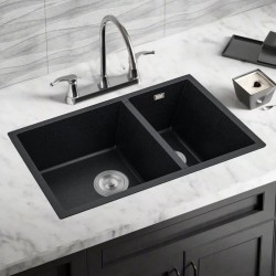 710x450x205mm Black Granite Quartz Stone Kitchen Sink Double Bowls Top/Undermount with Overflow 710x450x205mm Black Granite Quartz Stone Kitchen Sink Double Bowls Top/Undermount with Overflow