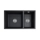 710x450x205mm Black Granite Quartz Stone Kitchen Sink Double Bowls Top/Undermount with Overflow