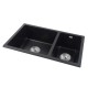 710x450x205mm Black Granite Quartz Stone Kitchen Sink Double Bowls Top/Undermount with Overflow