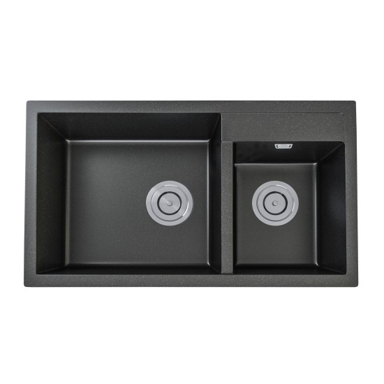 860x460x220mm Black Granite Stone Kitchen Laundry Sink Double Bowls Top/Undermount 860x460x220mm Black Granite Stone Kitchen Laundry Sink Double Bowls Top/Undermount