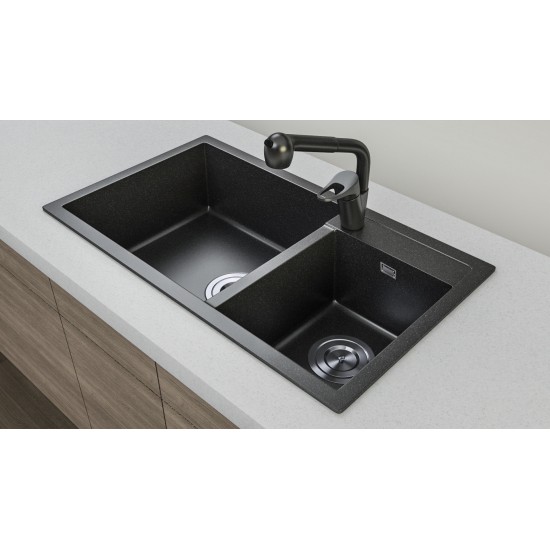 860x460x220mm Black Granite Stone Kitchen Laundry Sink Double Bowls Top/Undermount 860x460x220mm Black Granite Stone Kitchen Laundry Sink Double Bowls Top/Undermount