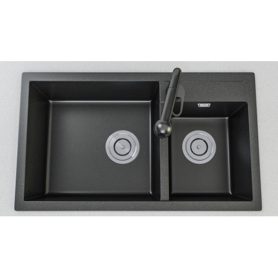 860x460x220mm Black Granite Stone Kitchen Laundry Sink Double Bowls Top/Undermount 860x460x220mm Black Granite Stone Kitchen Laundry Sink Double Bowls Top/Undermount