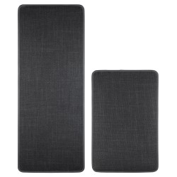 2 Pieces Kitchen Runner Carpet Set Non Slip Floor Mat Machine Washable Fabric Door Rug Laundry Room Hallway Bathroom Bedroom Entryway 70/120*45*0.7cm Dark Grey 2 Pieces Kitchen Runner Carpet Set Non Slip Floor Mat Machine Washable Fabric Door Rug Laundry Room Hallway Bathroom Bedroom Entryway 70/120*45*0.7cm Dark Grey