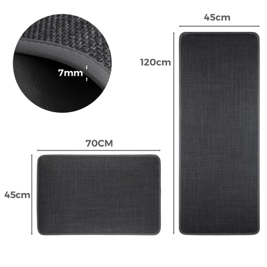 2 Pieces Kitchen Runner Carpet Set Non Slip Floor Mat Machine Washable Fabric Door Rug Laundry Room Hallway Bathroom Bedroom Entryway 70/120*45*0.7cm Dark Grey 2 Pieces Kitchen Runner Carpet Set Non Slip Floor Mat Machine Washable Fabric Door Rug Laundry Room Hallway Bathroom Bedroom Entryway 70/120*45*0.7cm Dark Grey