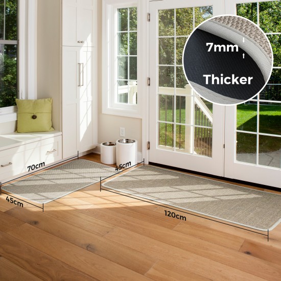2 Pieces Kitchen Runner Carpet Set Non Slip Floor Mat Machine Washable Khaki Fiber Fabric Door Rug Laundry Room Hallway Bathroom Bedroom Entryway 70/120*45*0.7cm 2 Pieces Kitchen Runner Carpet Set Non Slip Floor Mat Machine Washable Khaki Fiber Fabric Door Rug Laundry Room Hallway Bathroom Bedroom Entryway 70/120*45*0.7cm