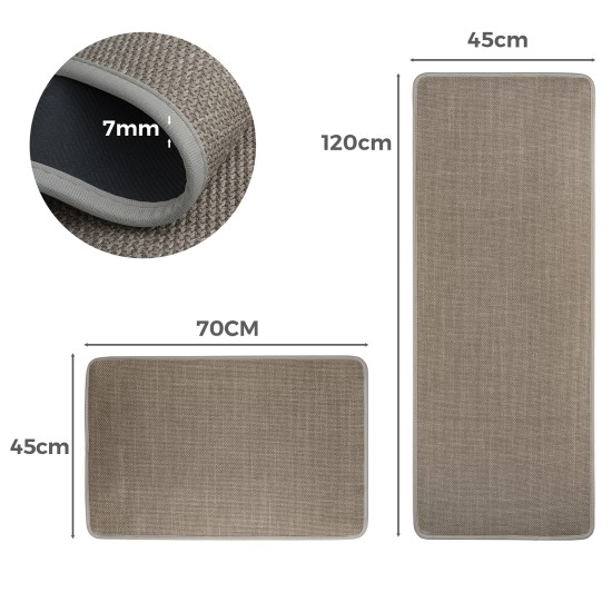 2 Pieces Kitchen Runner Carpet Set Non Slip Floor Mat Machine Washable Khaki Fiber Fabric Door Rug Laundry Room Hallway Bathroom Bedroom Entryway 70/120*45*0.7cm 2 Pieces Kitchen Runner Carpet Set Non Slip Floor Mat Machine Washable Khaki Fiber Fabric Door Rug Laundry Room Hallway Bathroom Bedroom Entryway 70/120*45*0.7cm