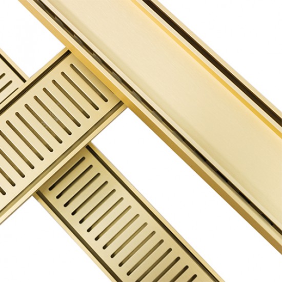 100-5600mm Lauxes Shower Grate Drain Aluminium Matte Yellow Gold Slimline Tile Insert Indoor Outdoor Surface