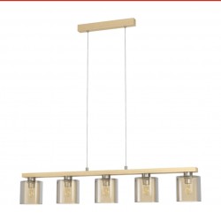 Satin Nickel & Amber 5-Light Pendant Satin Nickel & Amber 5-Light Pendant