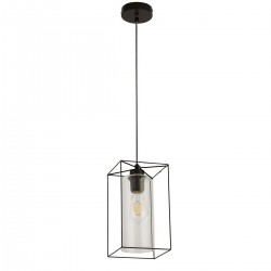 Black frame with clear glass cylinder shape pendant light Black frame with clear glass cylinder shape pendant light
